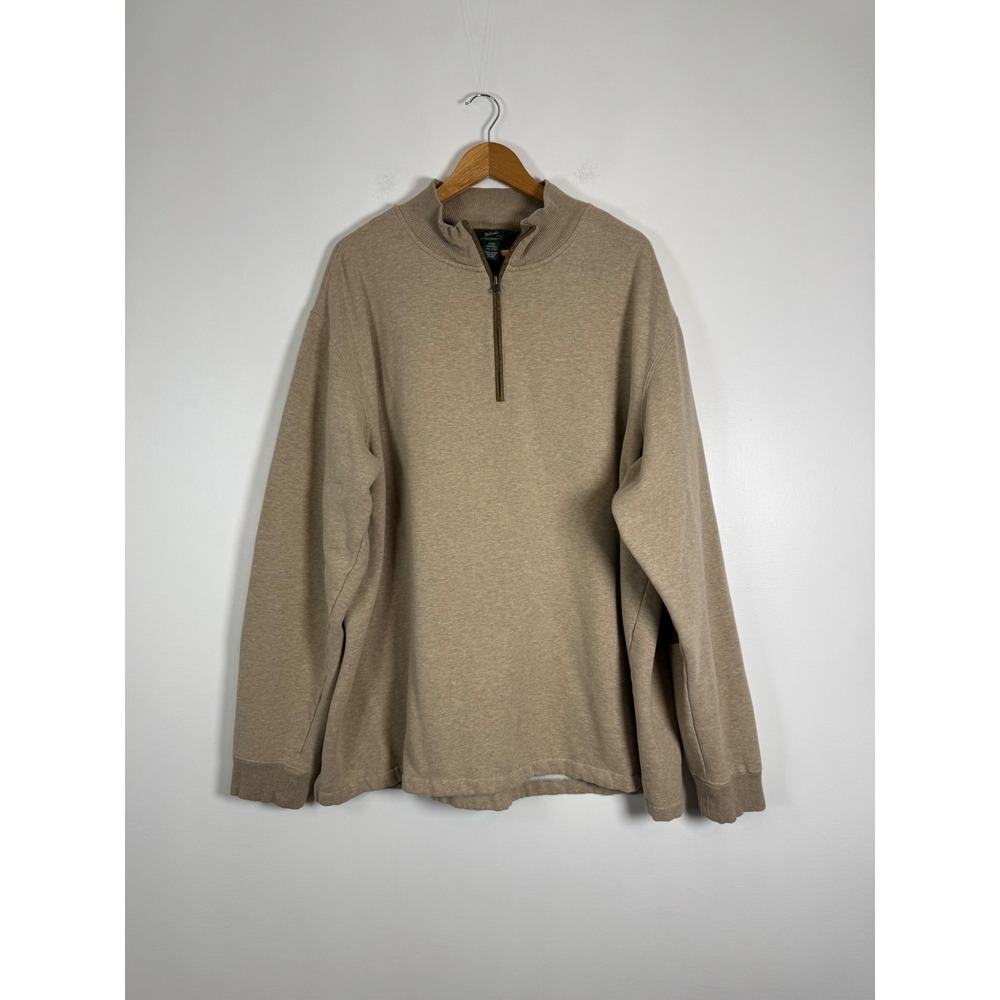 Outdoor Heritage Woolrich Mens 3XL Quarter Zip Sweatshirt Tan Elbow Patches